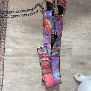 Rainbow emboldxn the people double belt with chain